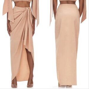 Andrea Iyamah Halima Wrap Skirt in Nude XS